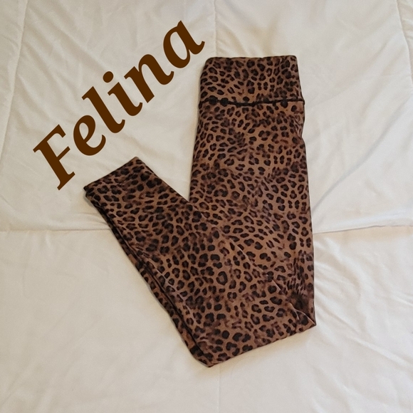 Felina brown & black cheetah stretchy leggings. Sz: L - Picture 1 of 5